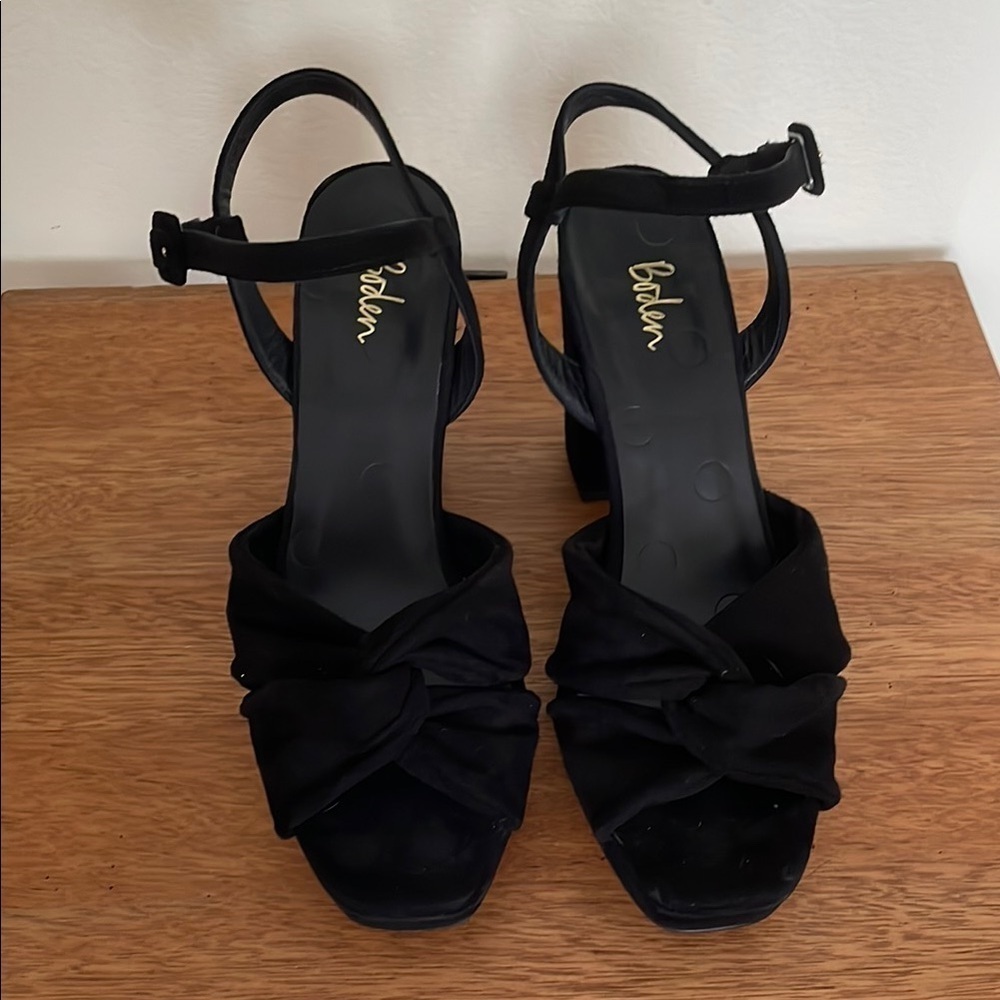 Boden Black Block Heel Sandals with Ankle Strap - Picture 4 of 8
